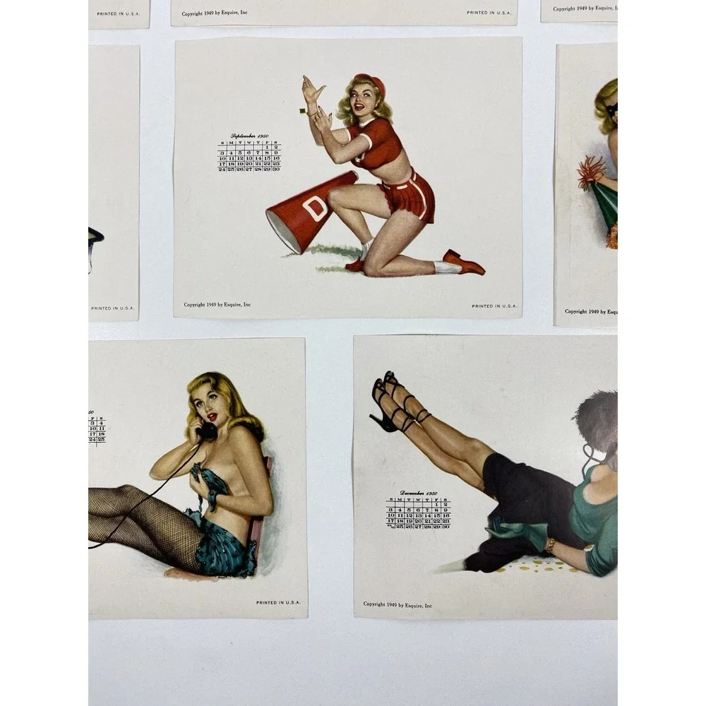 1950 Esquire Magazine Desktop Pinup Calendar Holder ~ 11 Months, Missing July